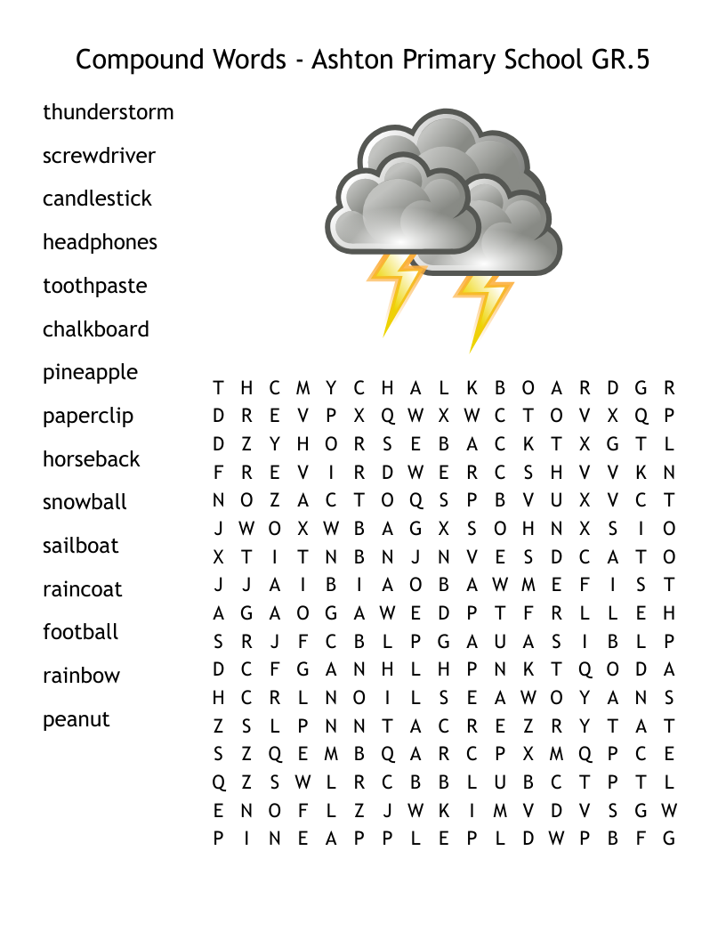 Compound Words Word Search WordMint