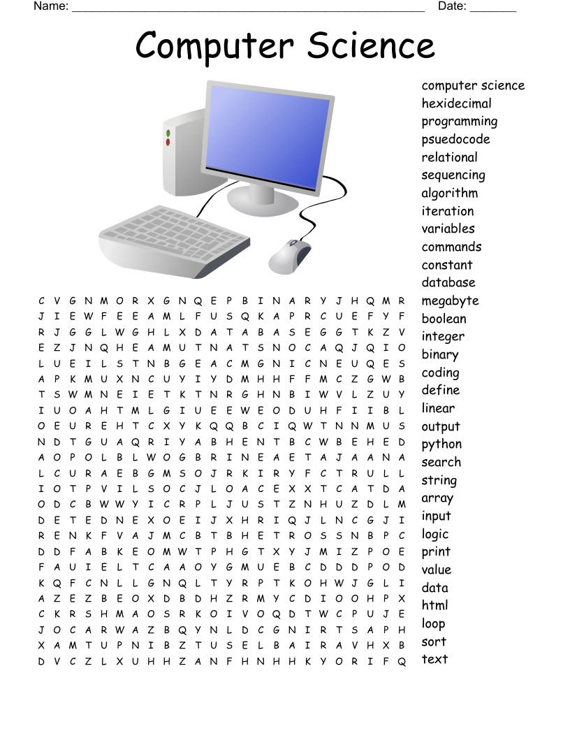 Computer Science Word Search WordMint