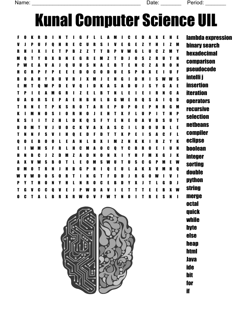 Computer Science Word Search WordMint