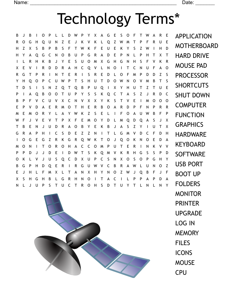 Computer Vocabulary Word Search Printable