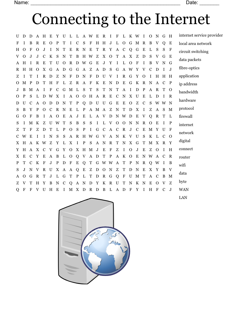 Connecting To The Internet Word Search WordMint