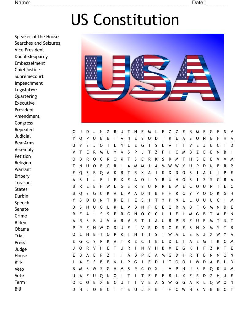 Constitution Day Word Search WordMint Constitution Day Word Search WordMint