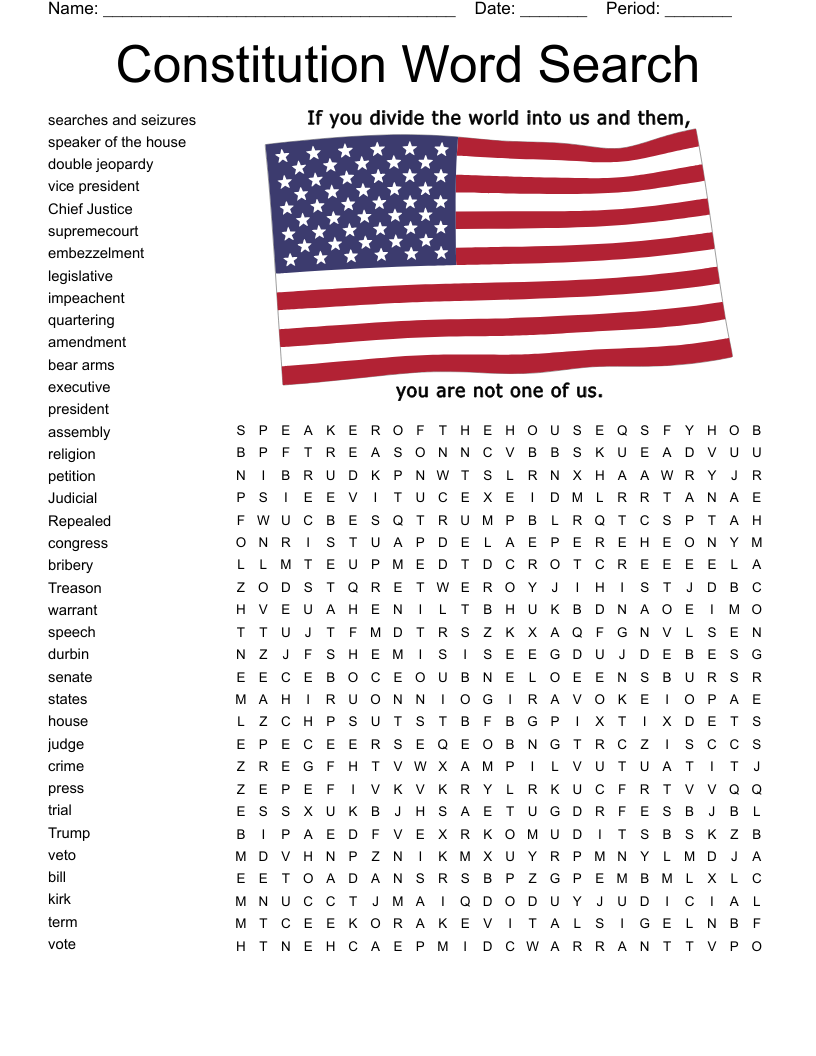 Constitution Word Search WordMint