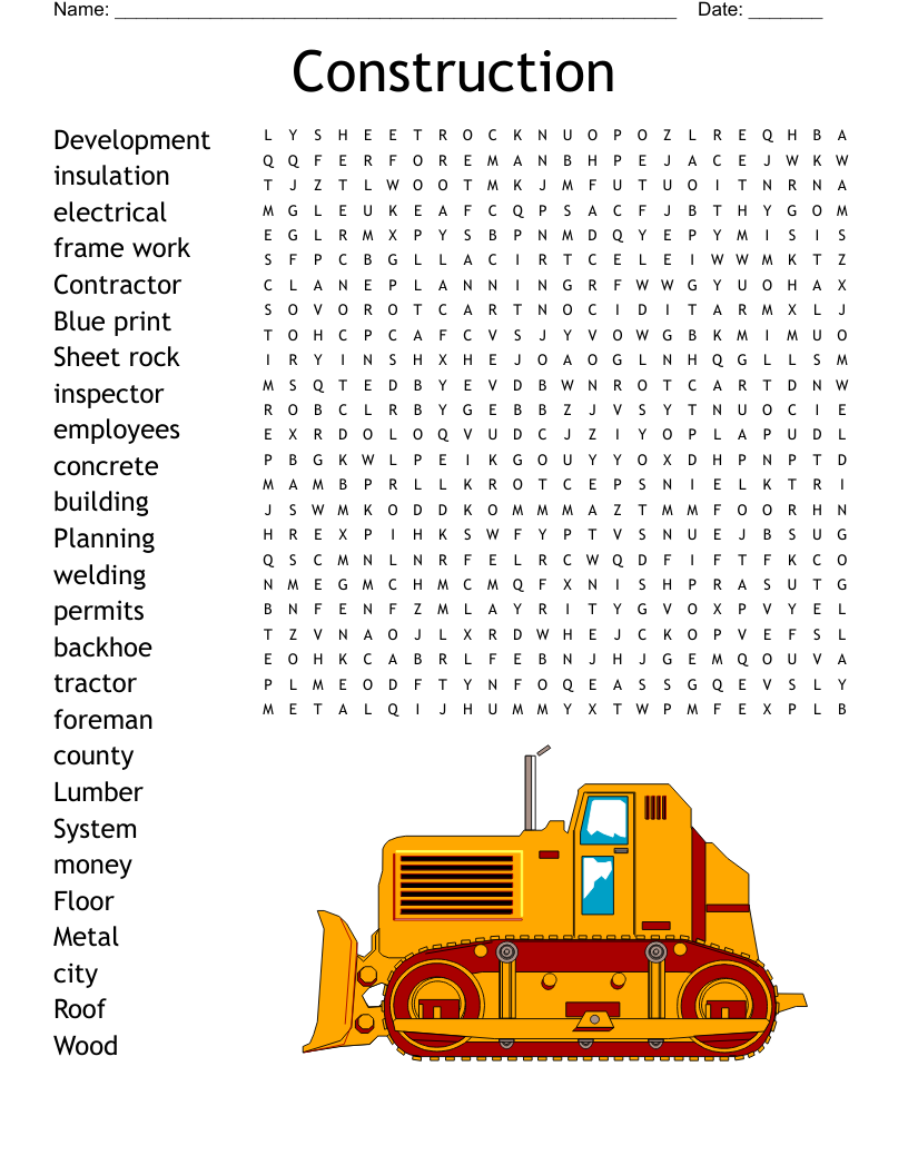 Construction Word Search WordMint