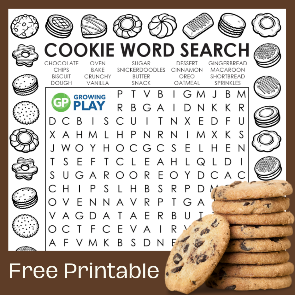 Cookie Word Search Printable Puzzle Free PDF Growing Play
