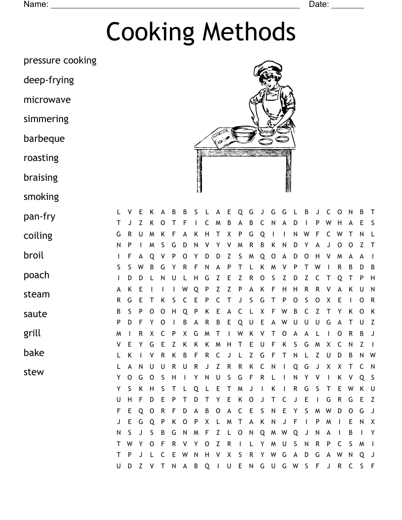 Cooking Methods Word Search WordMint