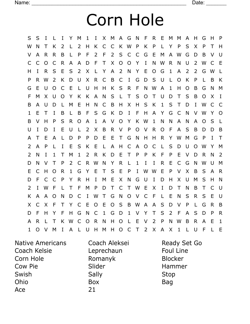Corn Hole Word Search WordMint Corn Hole Word Search WordMint