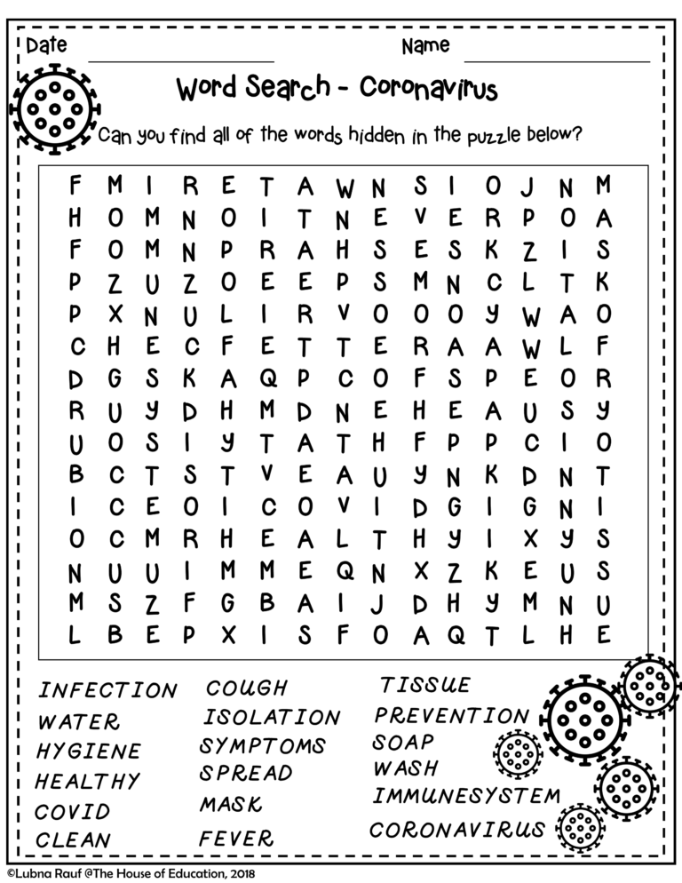 Coronavirus Word Search Activity Teaching Resources