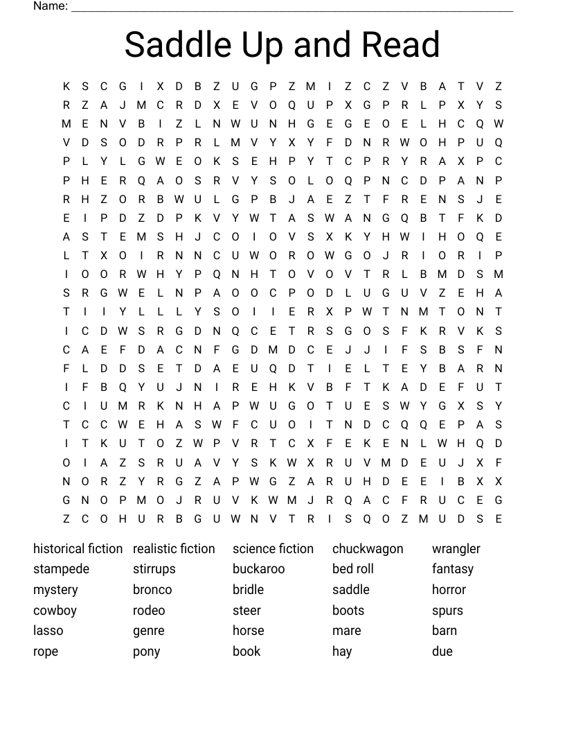 Cowboys Word Search WordMint