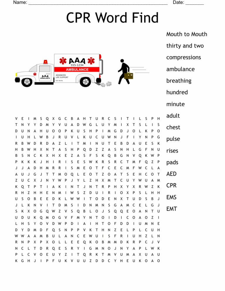 CPR Word Find Word Search WordMint