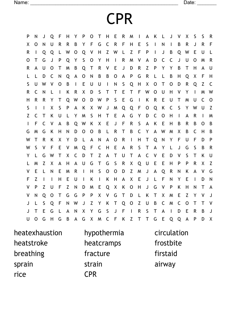CPR Word Search WordMint CPR Word Search WordMint
