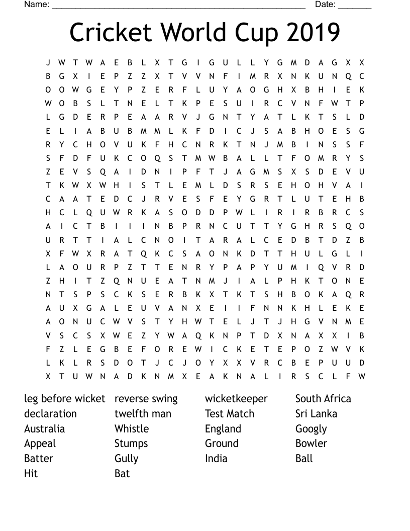World Cup Word Search Printable