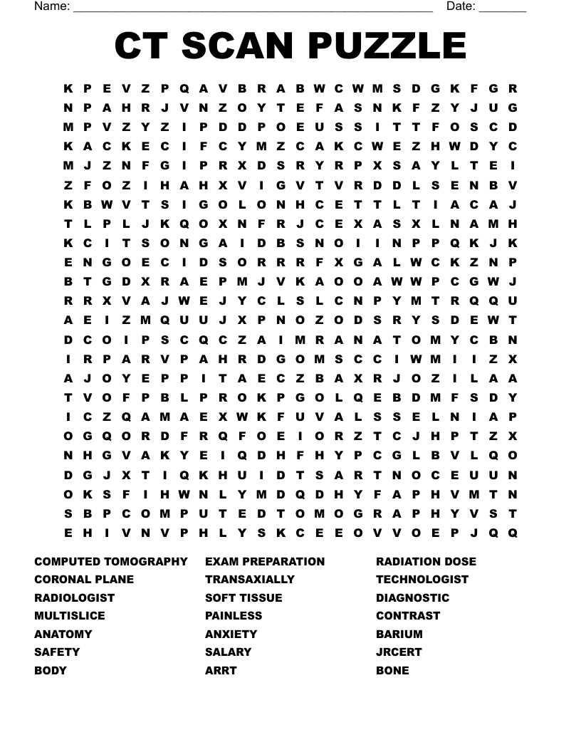CT SCAN PUZZLE Word Search WordMint