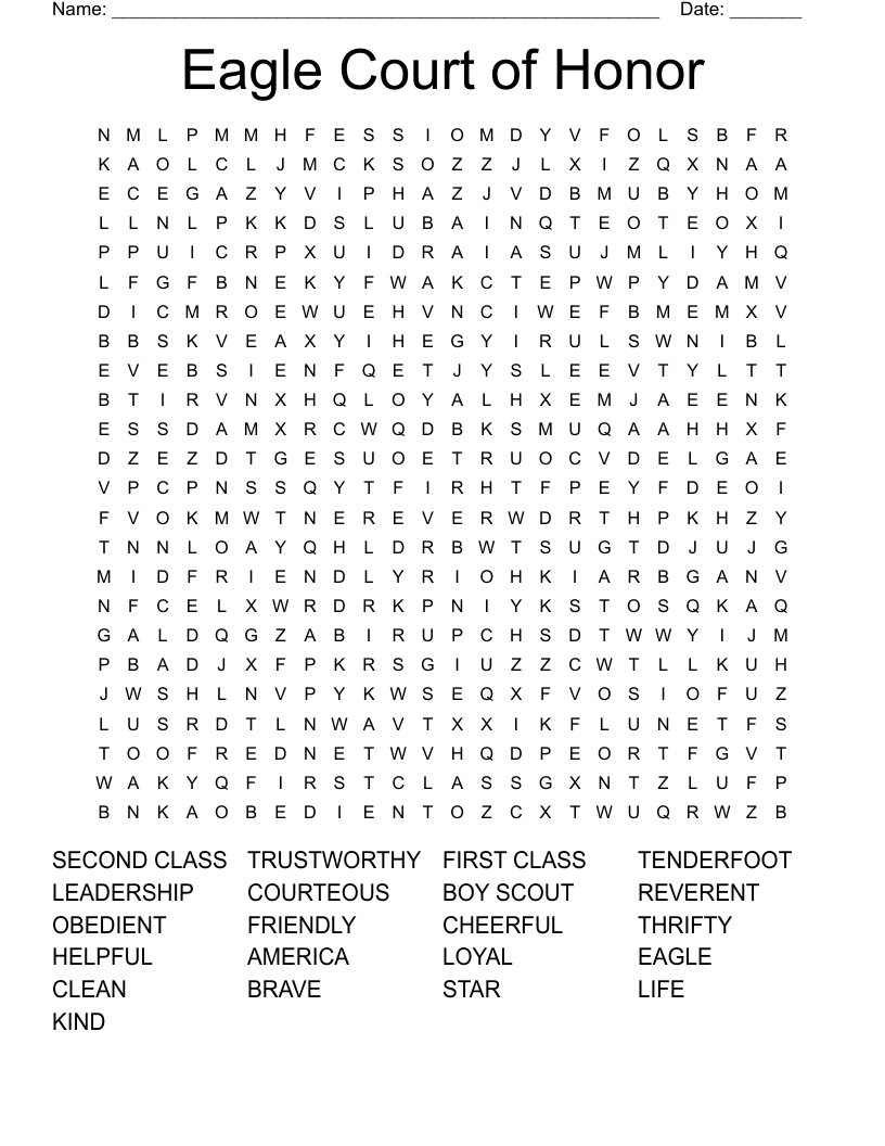 Cub Scout Printable Word Search
