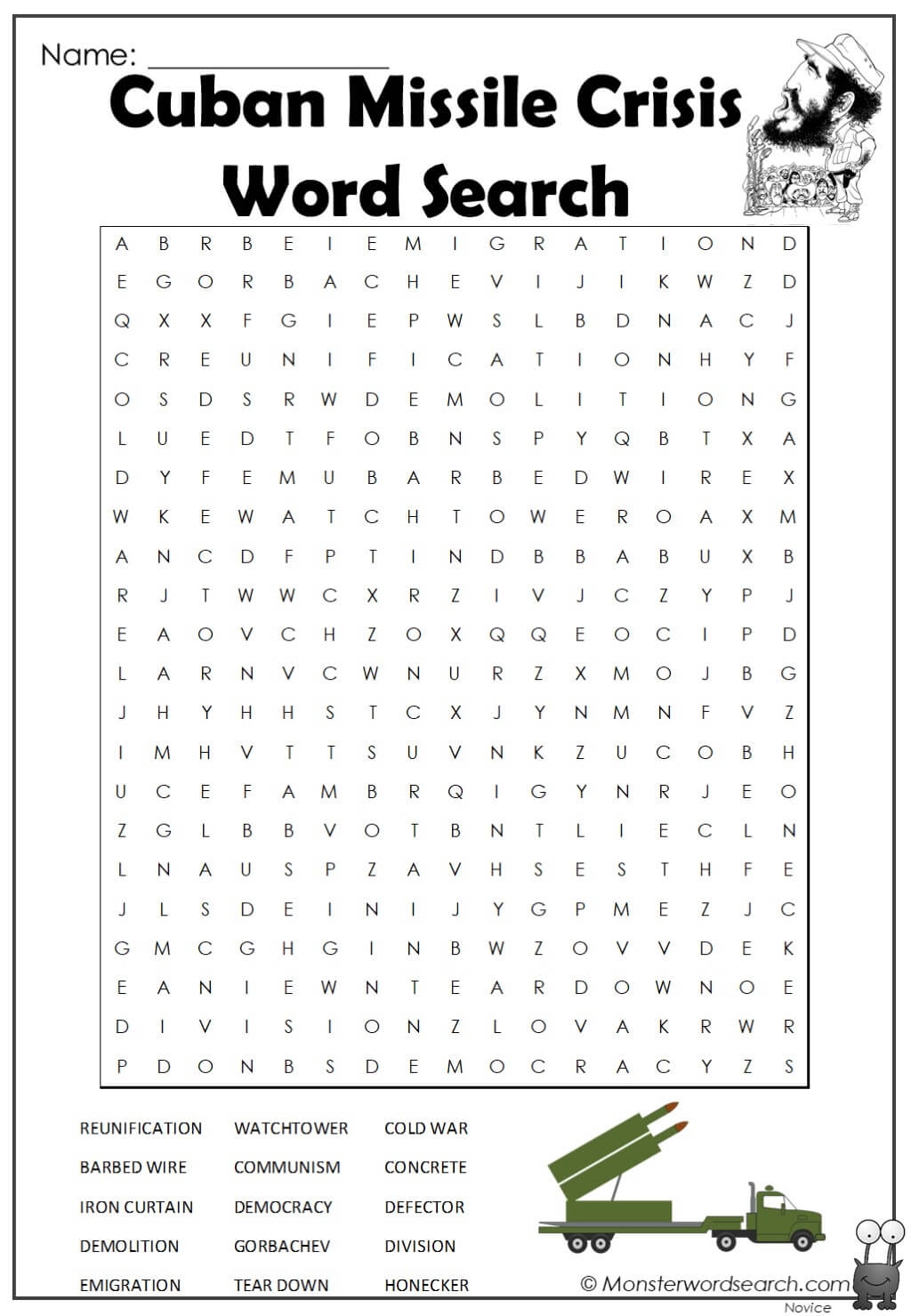 Free Printable Cold War Word Search