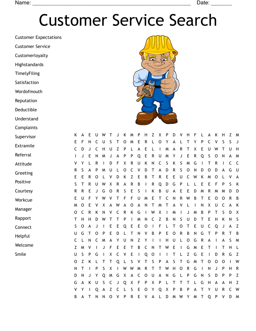 Customer Service Word Search WordMint Customer Service Word Search WordMint