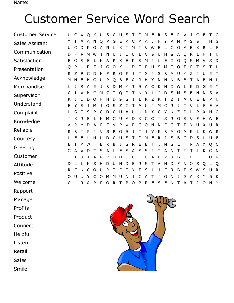 Customer Service Word Search WordMint Customer Service Word Search WordMint