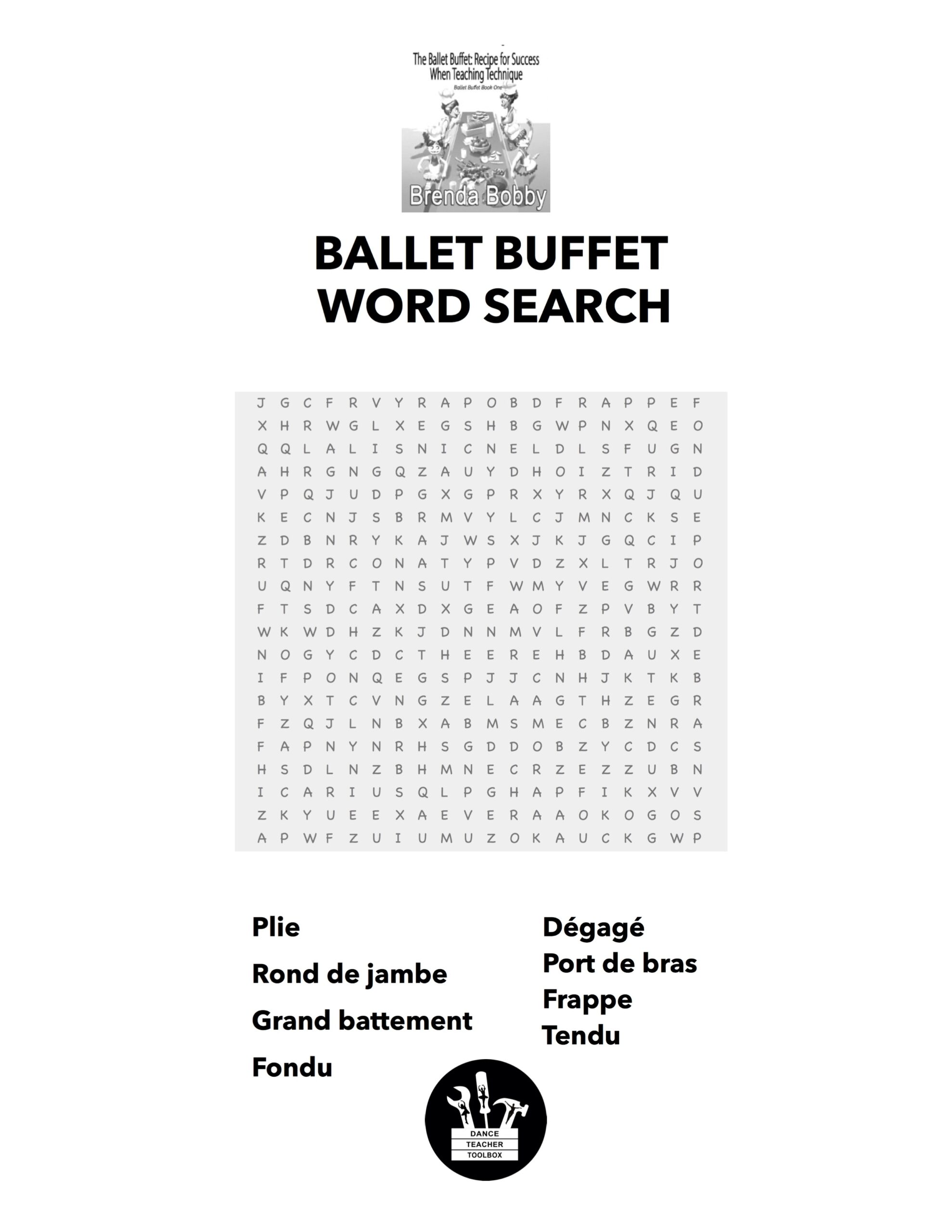 Ballet Word Search Printable Ballet Word Search Printable