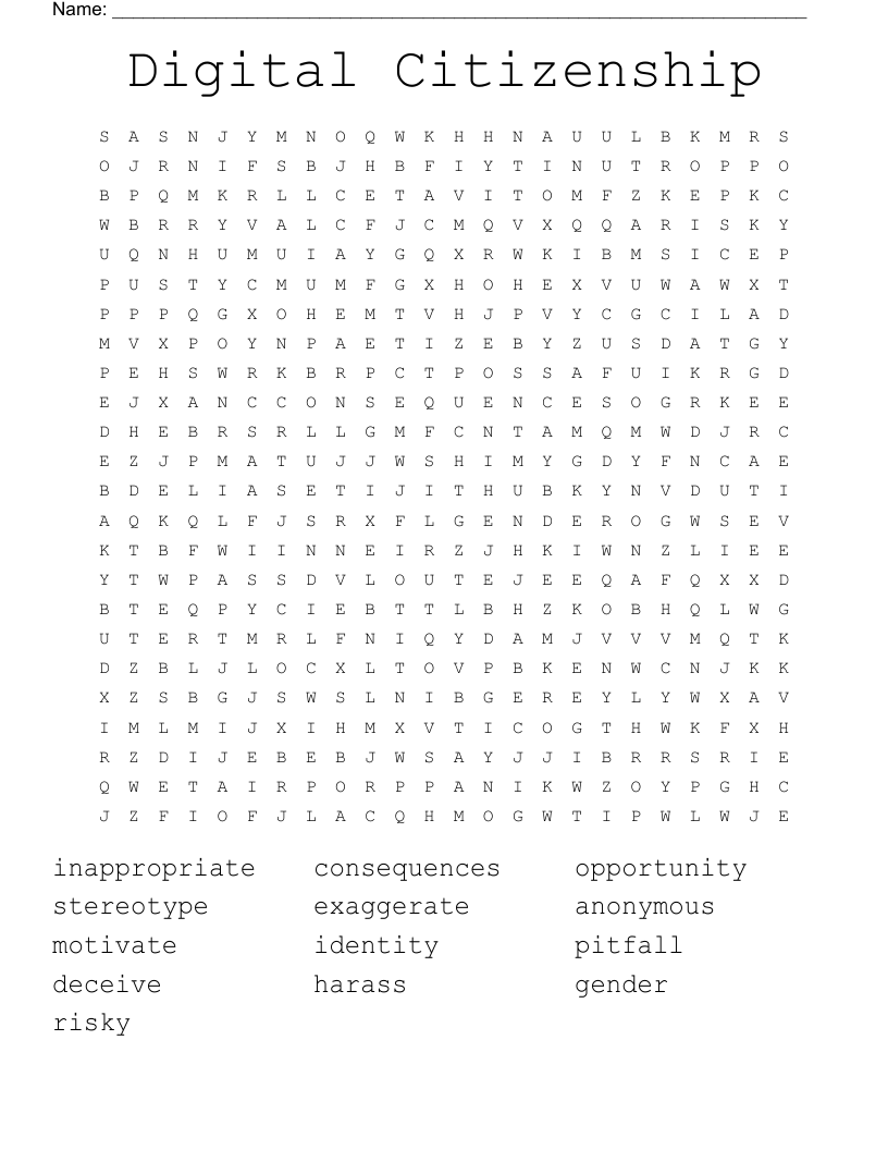 Digital Citizenship Word Search WordMint