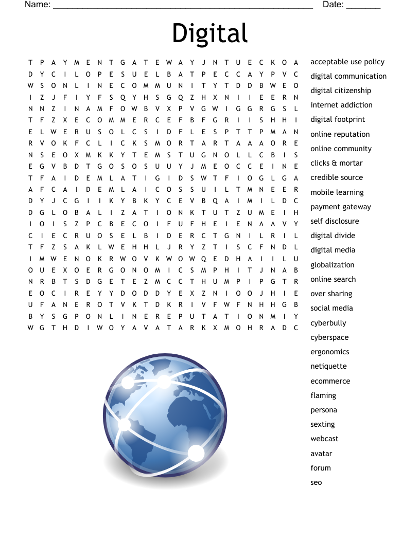 Digital Citizenship Word Search WordMint