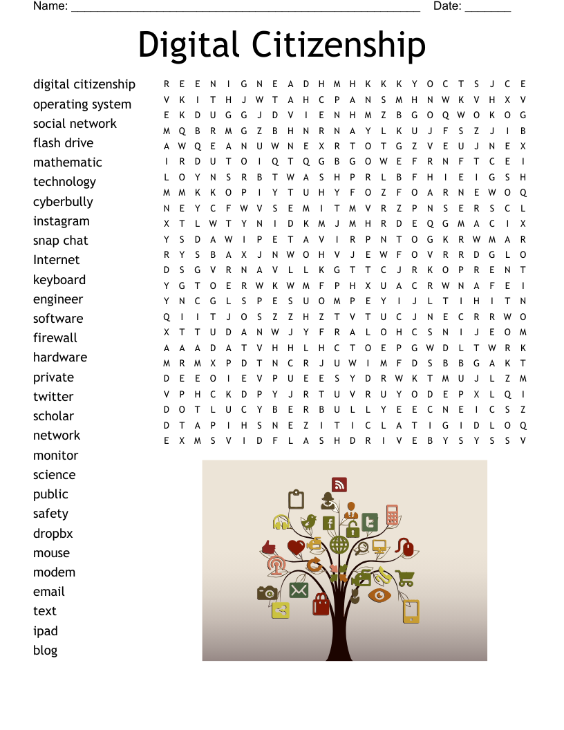 Digital Citizenship Word Search WordMint