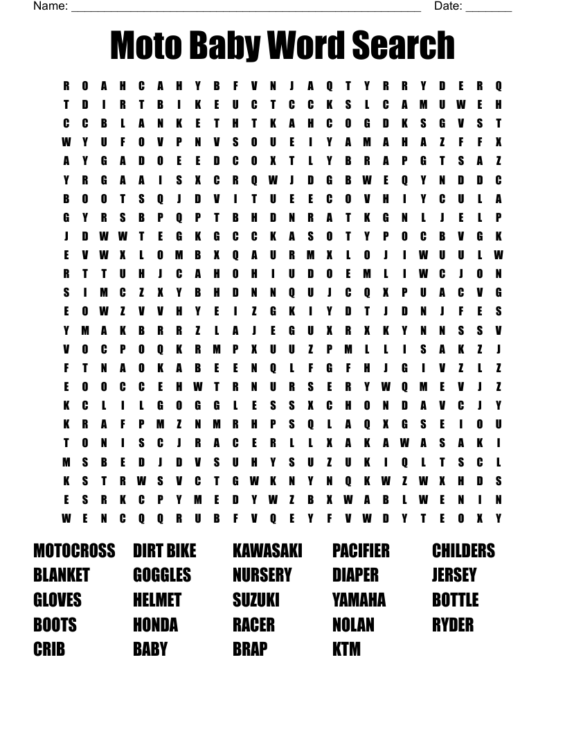 Dirt Bike Wordsearch WordMint Dirt Bike Wordsearch WordMint