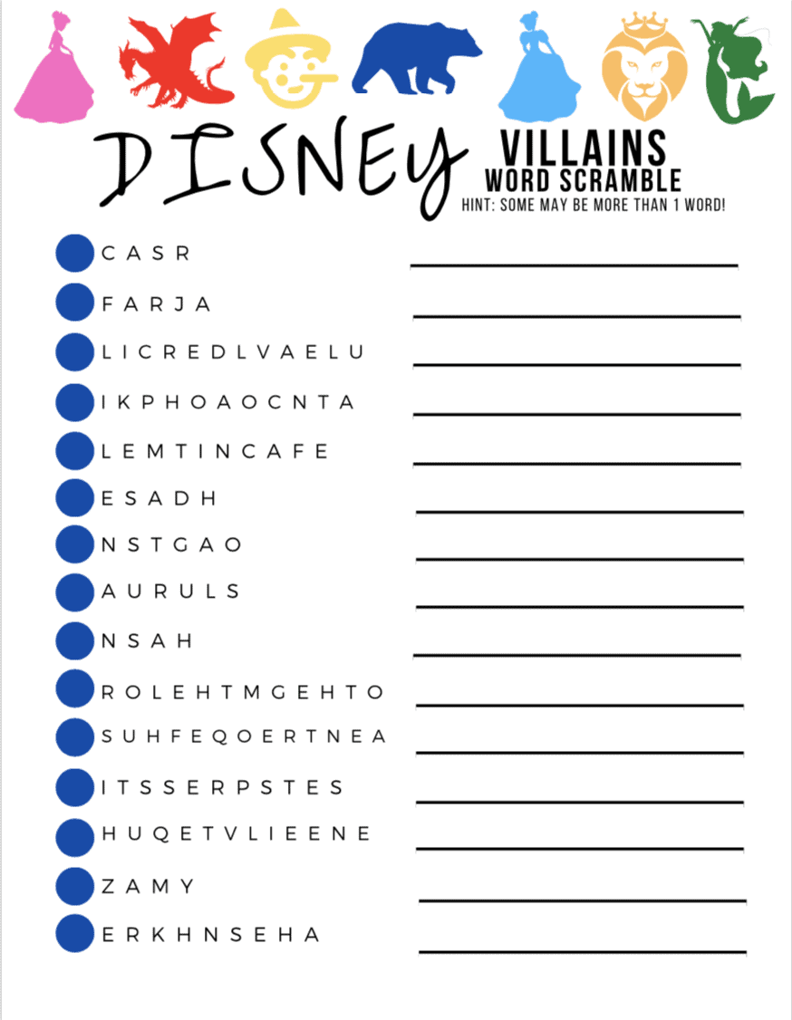 Hard Disney Word Search Printable