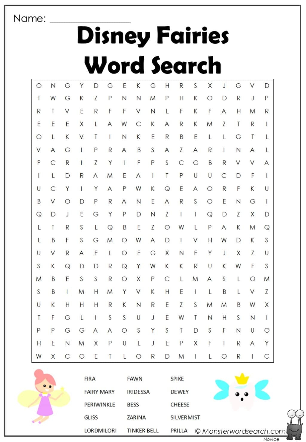 Disney Fairies Word Search Monster Word Search Disney Fairies Word Search Monster Word Search