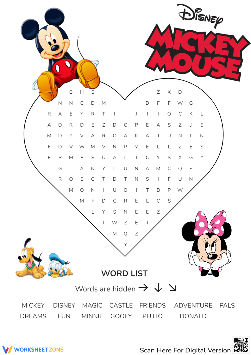 Mickey Mouse Word Search Printable