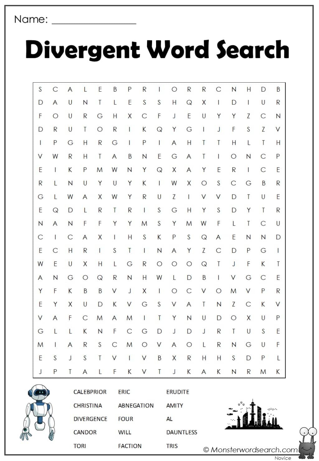 Divergent Word Search Monster Word Search