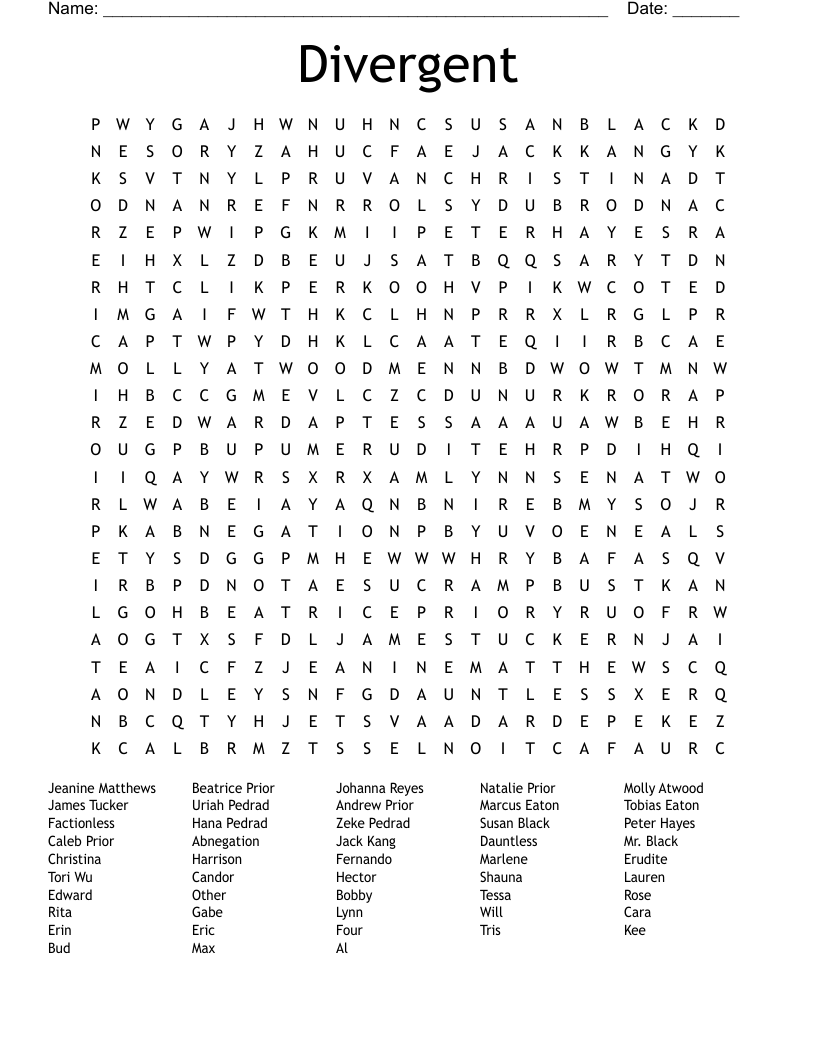 Divergent Word Search WordMint