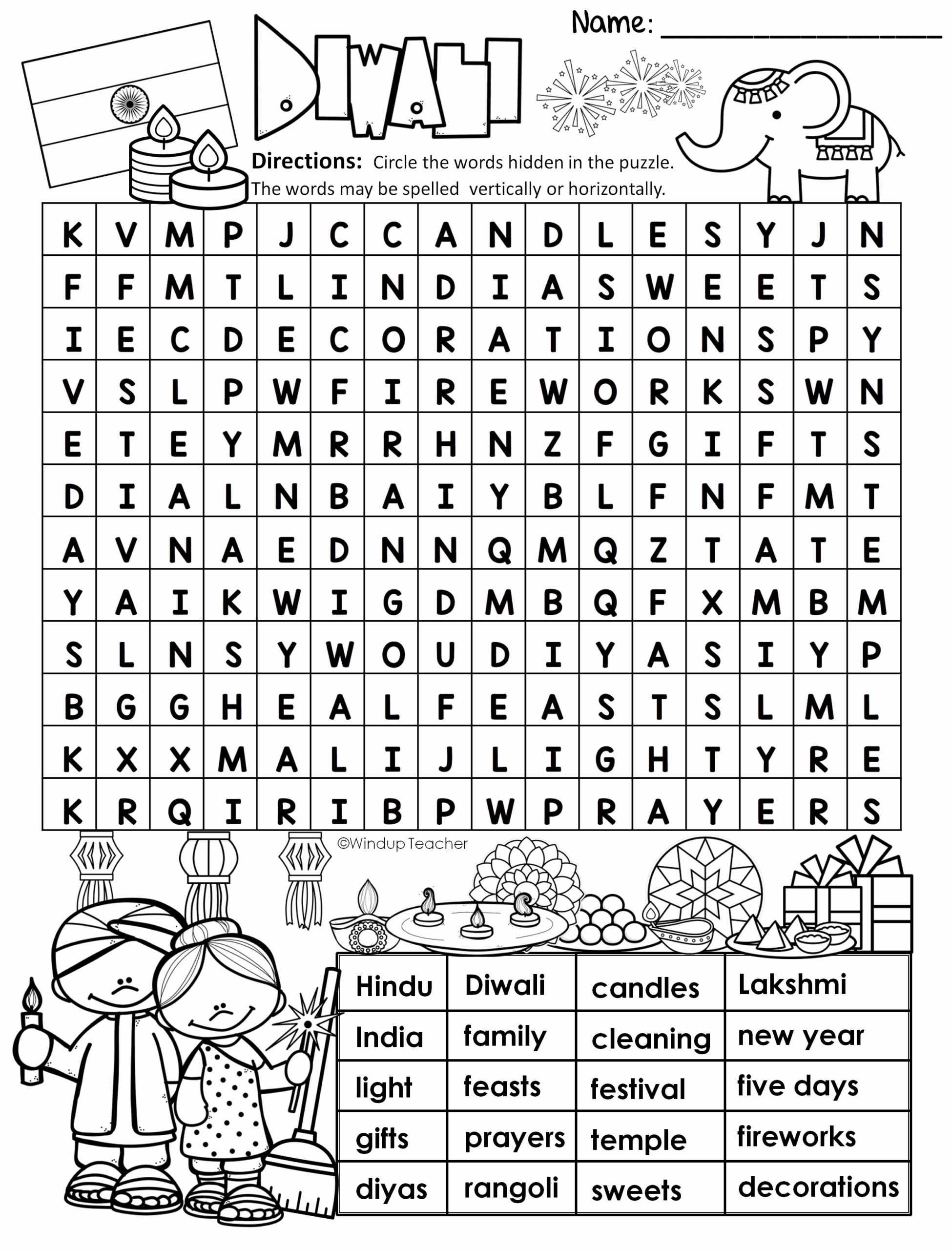 Diwali Word Search Printable Diwali Word Search Printable