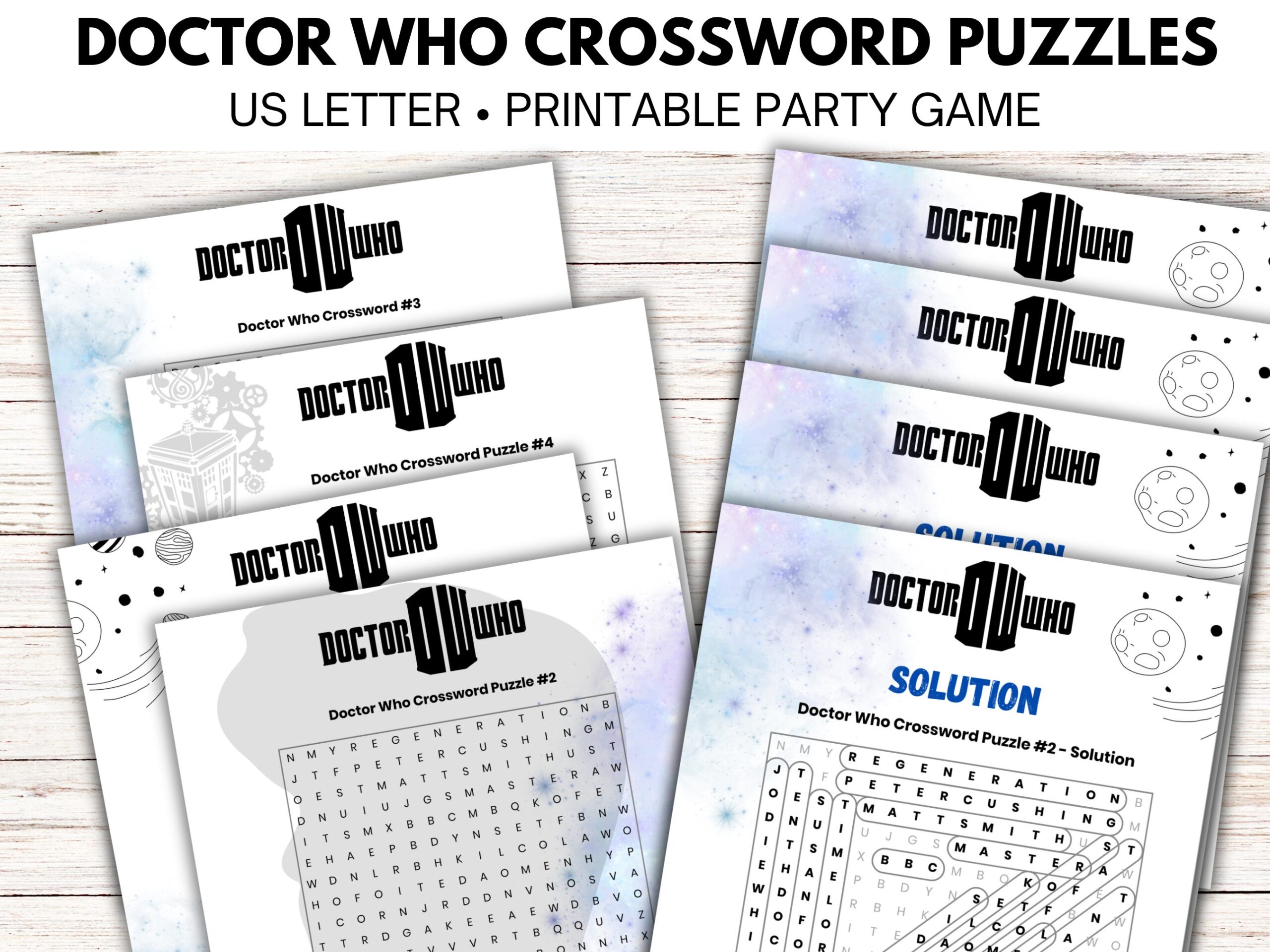 Doctor Who Printable Crossword Puzzle party Game tardis dr Who printable Time Travel doctor Who Game Doctor Who Fan Activity Timey Wimey Etsy UK