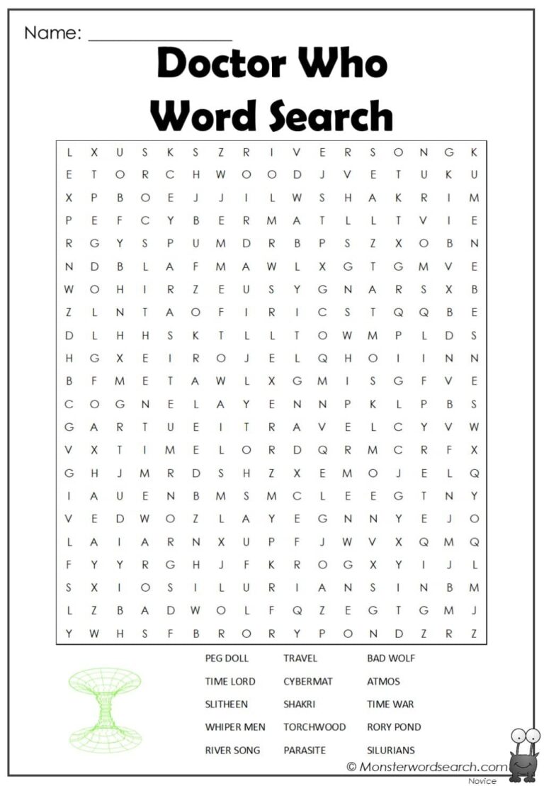 Doctor Who Word Search Monster Word Search
