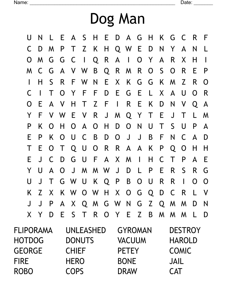 Dog Man Word Search WordMint