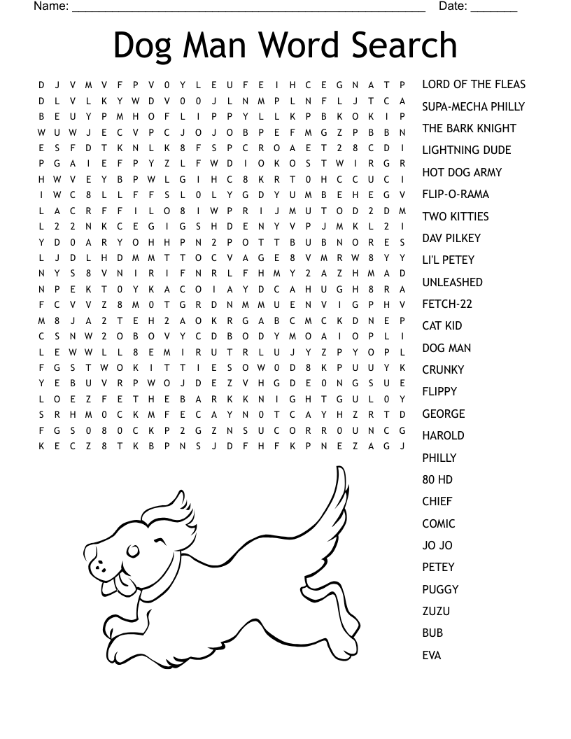 Dog Man Word Search WordMint