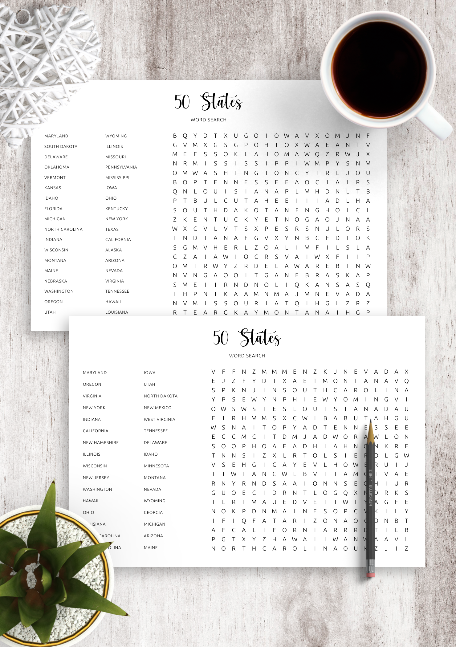 Word Search Printable 50 States