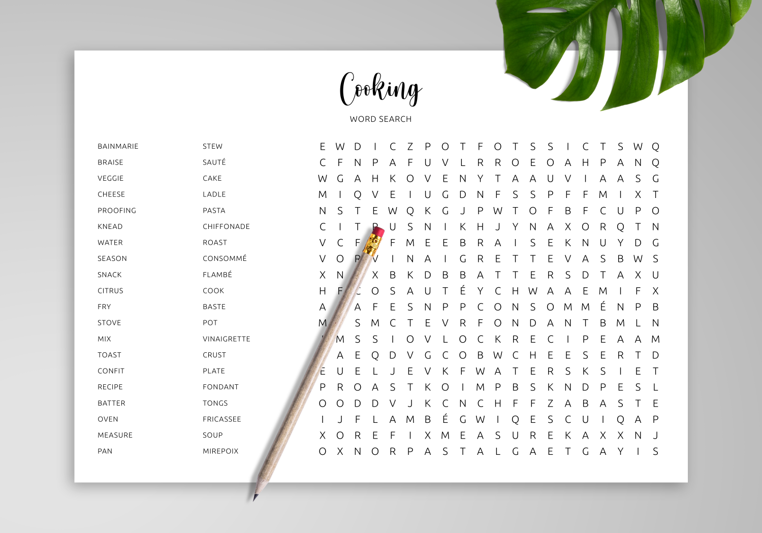 Download Printable Cooking Word Search In PDF