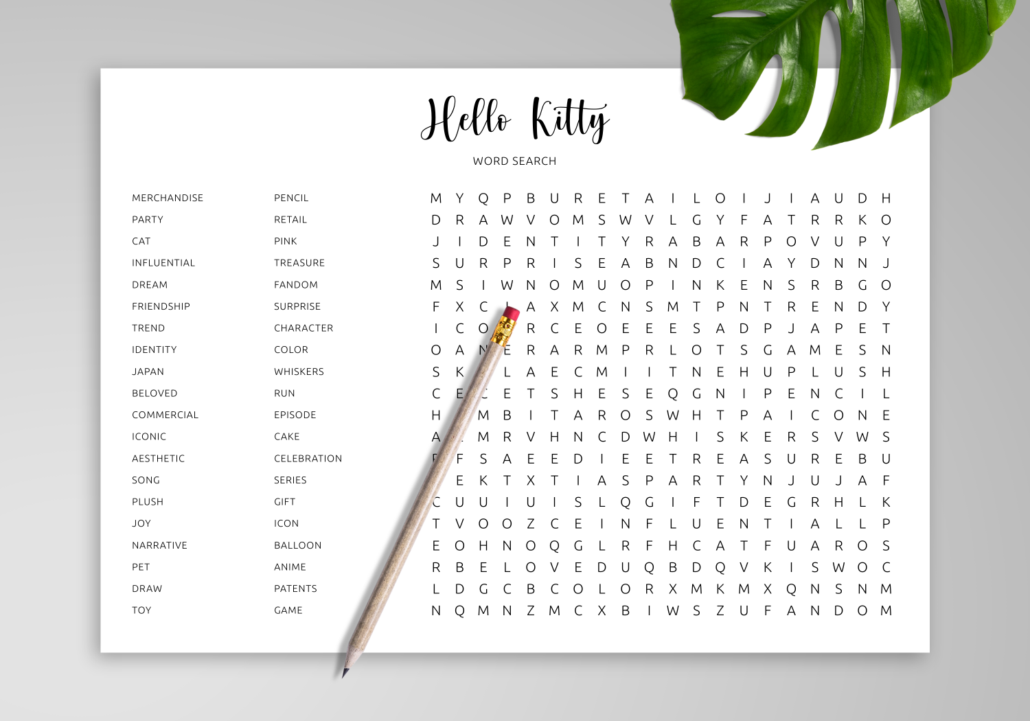 Download Printable Hello Kitty Word Search In PDF
