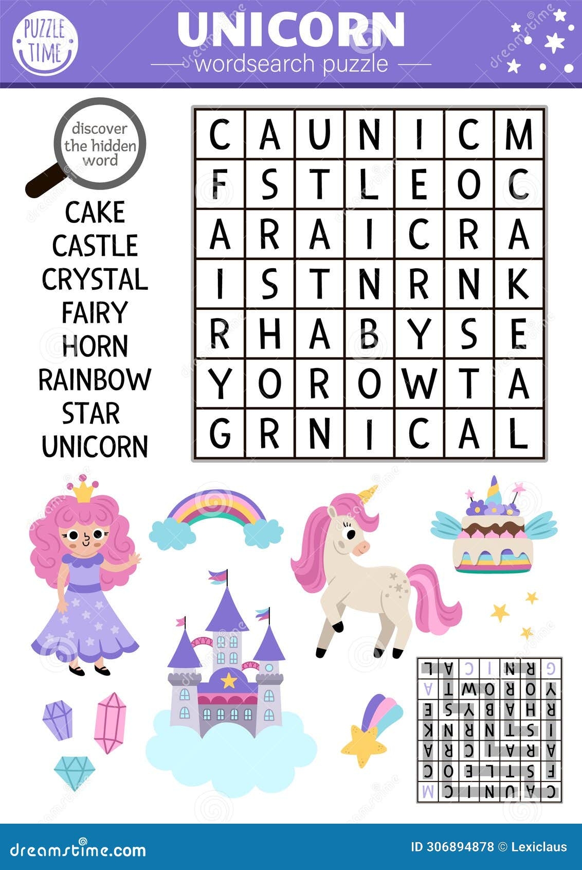 Unicorn Word Search Free Printable