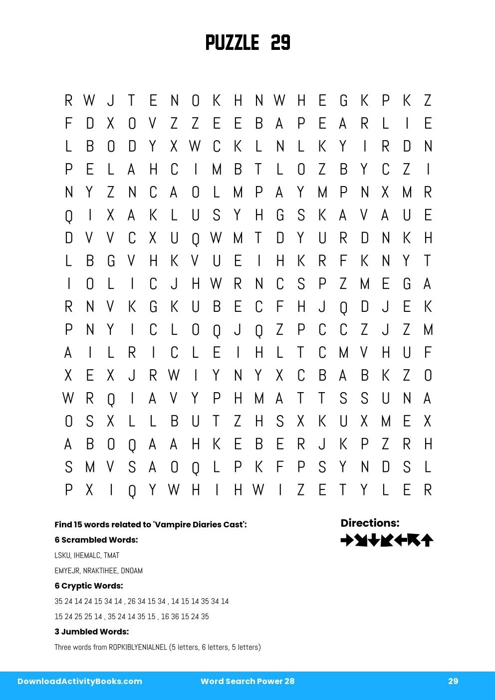Printable Vampire Diaries Word Search