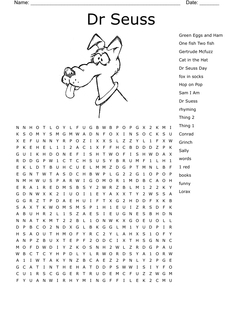Dr. Seuss Word Search Printable