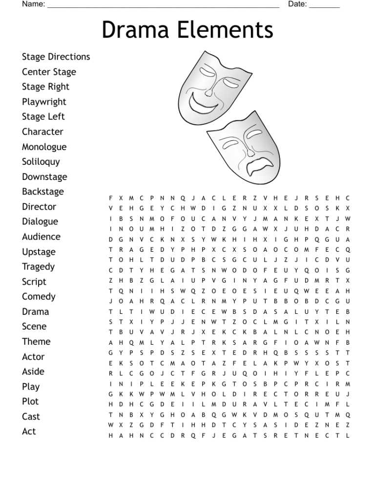 Drama Elements Word Search WordMint