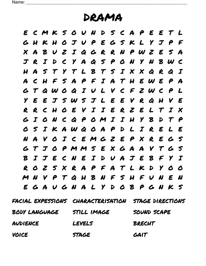 Drama Word Search WordMint