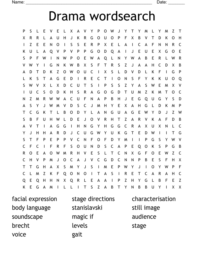 Drama Wordsearch WordMint
