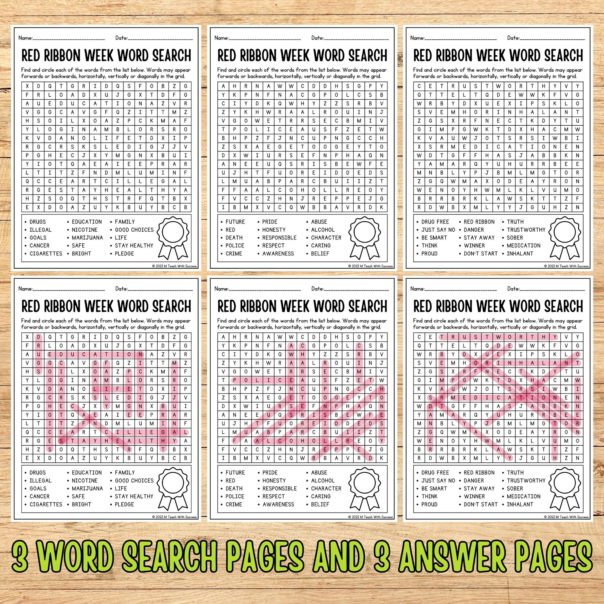 Printable Red Ribbon Week Word Search