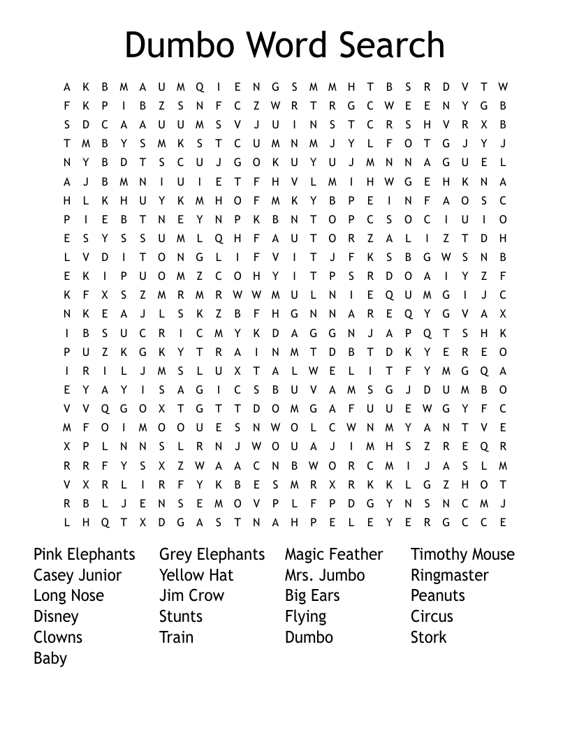 Dumbo Word Search WordMint
