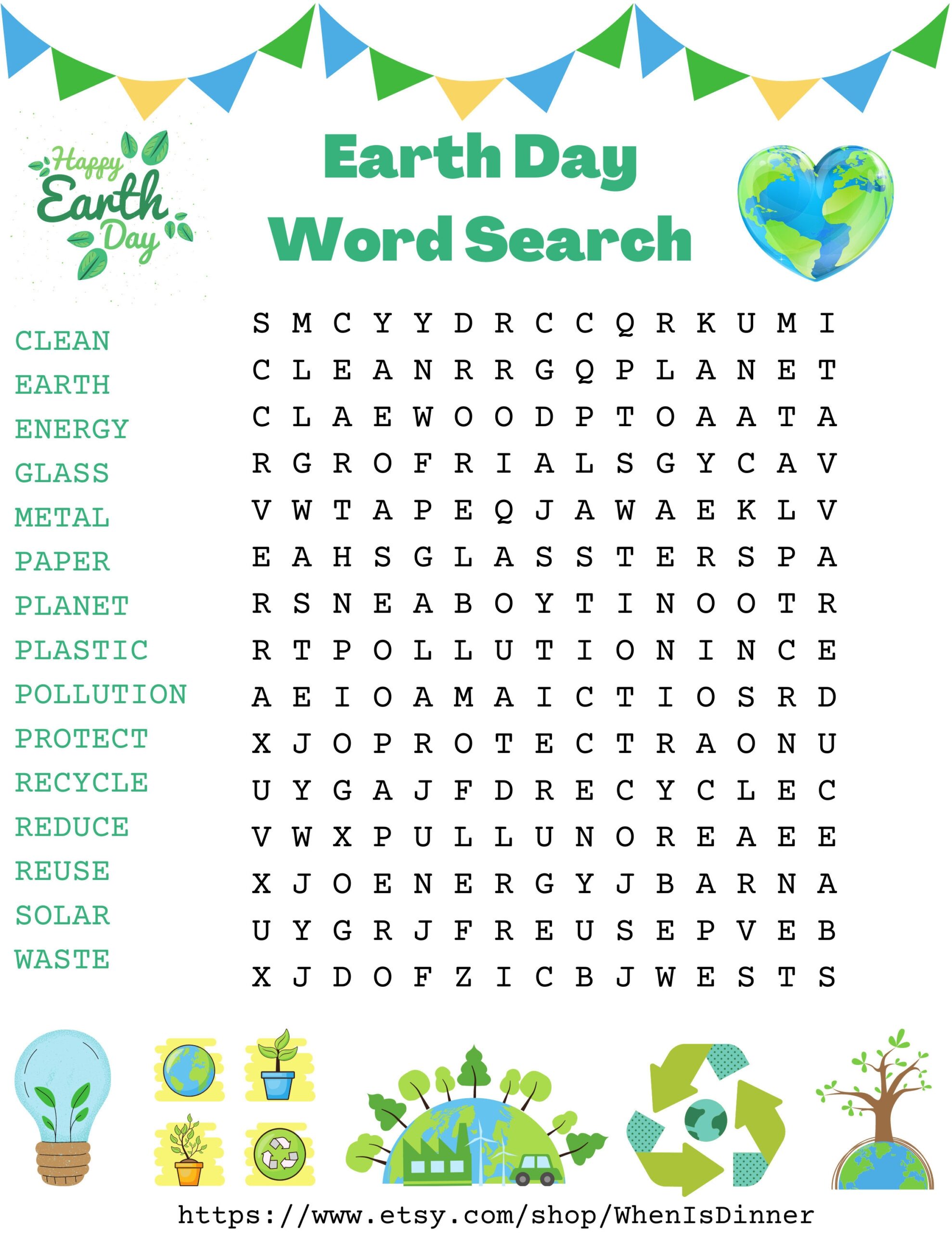 Earth Day Word Search Etsy