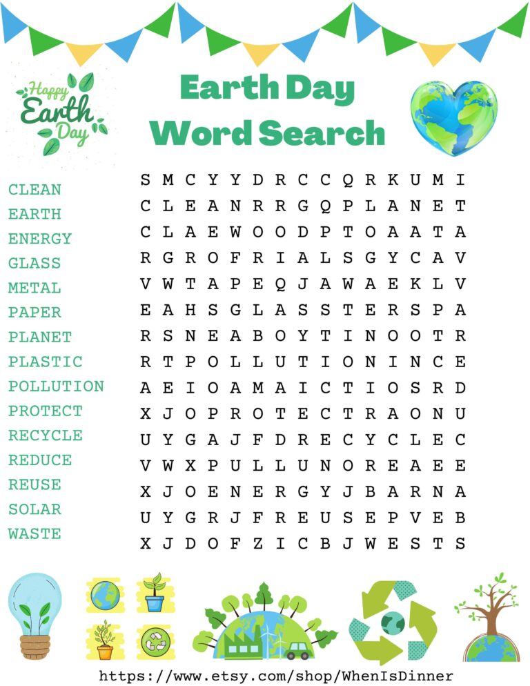 Earth Day Word Search Etsy