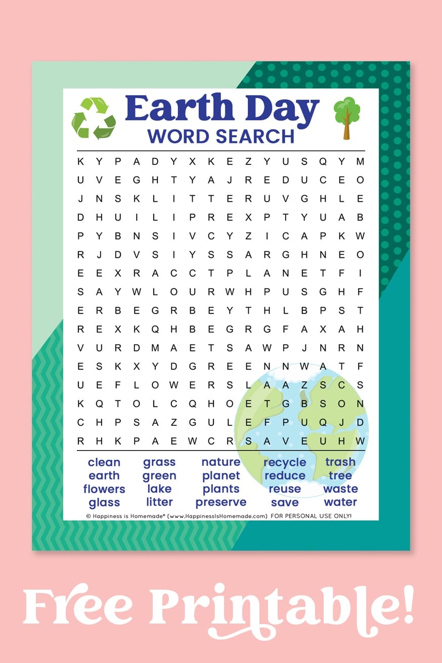Earth Day Word Search Free Printable Happiness Is Homemade